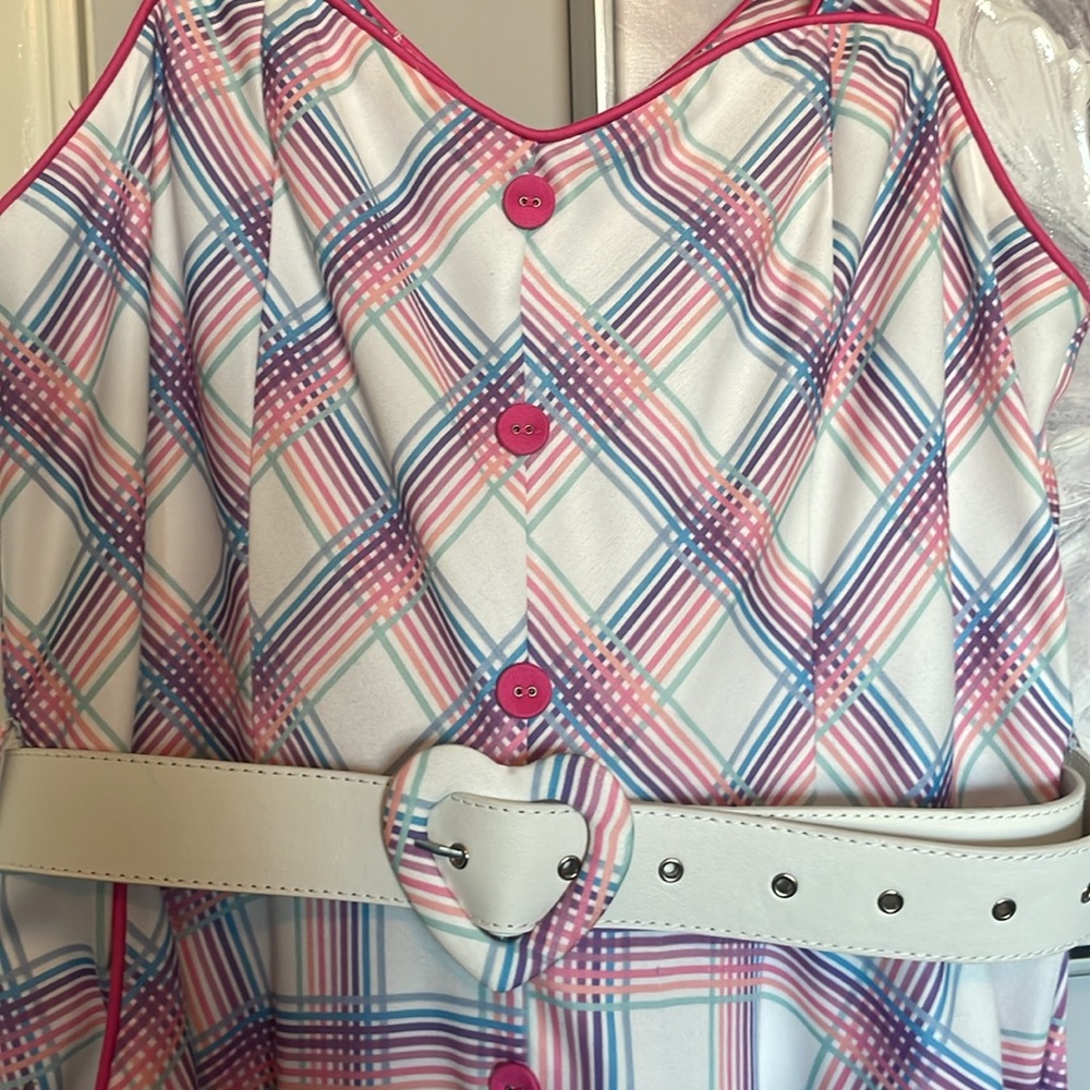 Voodoo Vixen Pastel Plaid Sleeveless Dress Sz XXL, US 16 - Picture 2 of 9